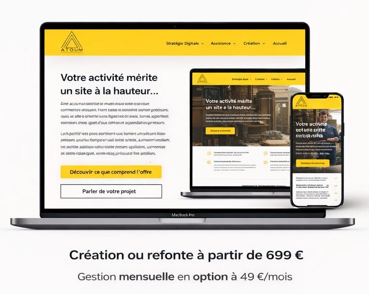 Création de site vitrine professionnel responsive sur ordinateur, tablette et smartphone